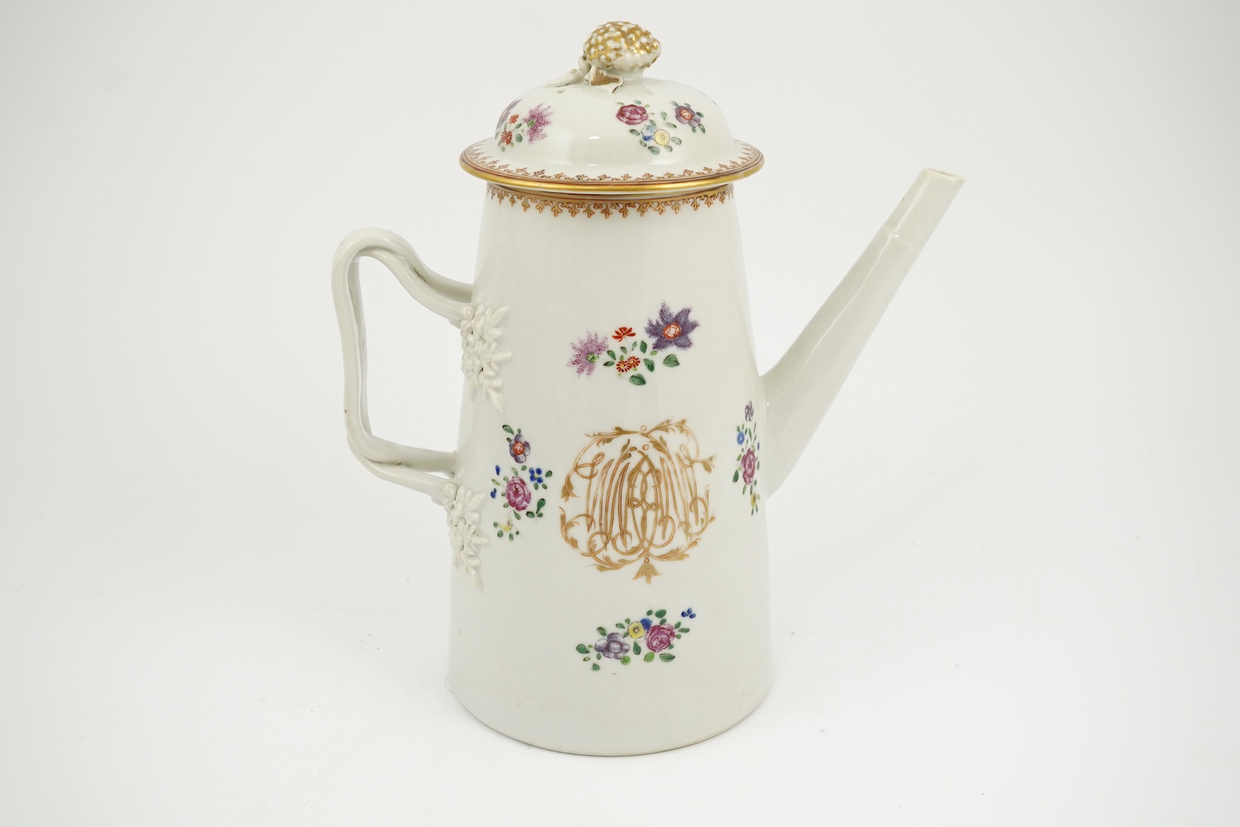 A Chinese export famille rose coffee pot, Qianlong period